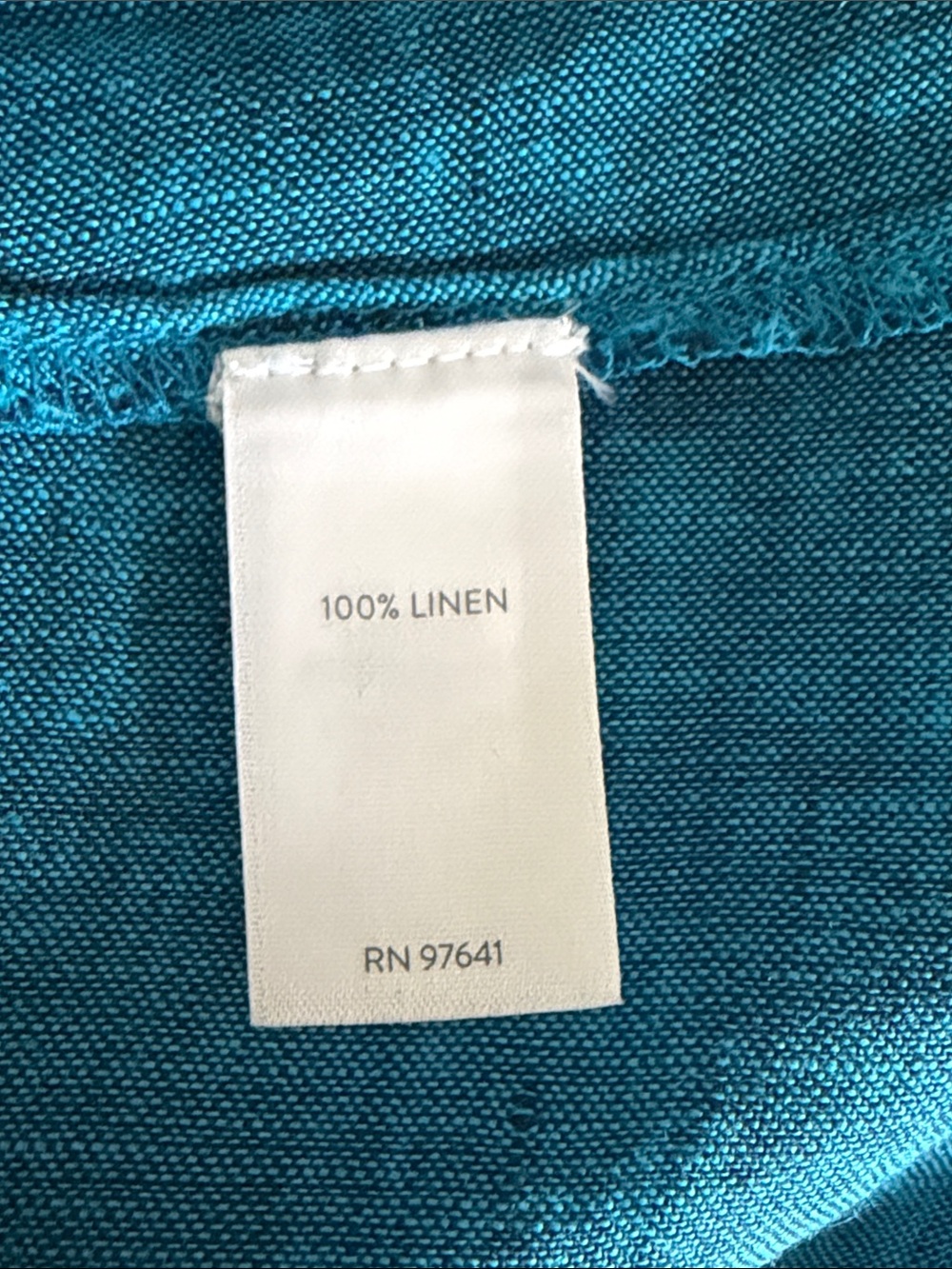 Pure Jill Womens L 100% Linen Teal Button Front Tunic Top Long Sleeve Large - Picture 9 of 9
